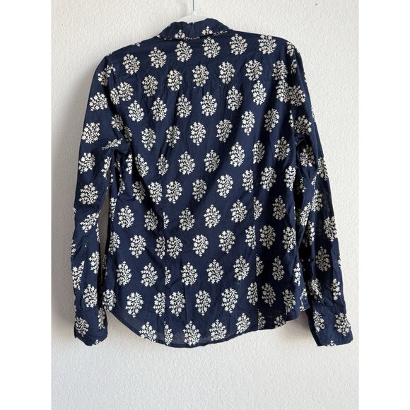 J.Crew The Perfect Button Down Poplin Long Sleeve Shirt Women’s Size 6 Navy Blue - Picture 12 of 12